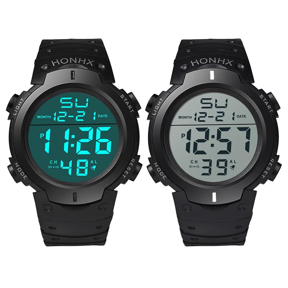 Yamaler HONHX Unisex Adjustable Strap Backlight Big Dial Sports Digital Wrist Watch