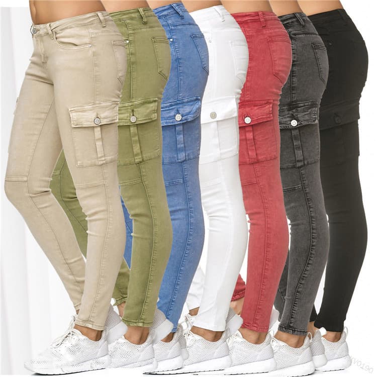 Women's Jeans Side Stereobag Tight Leg Pants