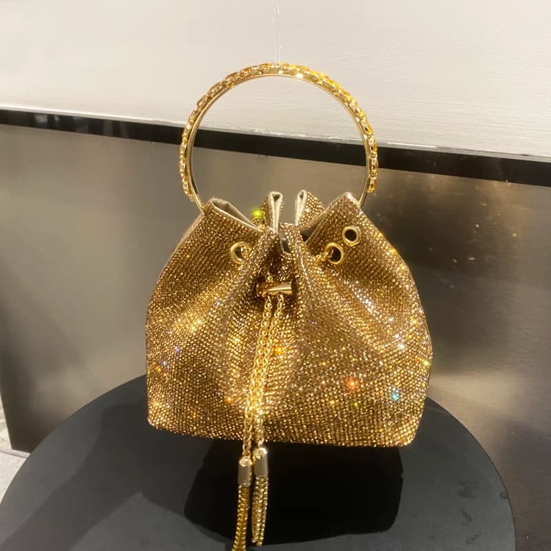 Sacs à main et sacs à main pour femmes, pochette seau de luxe de créateur, sac de soirée, sac de banquet, sac à bandoulière en strass cristal