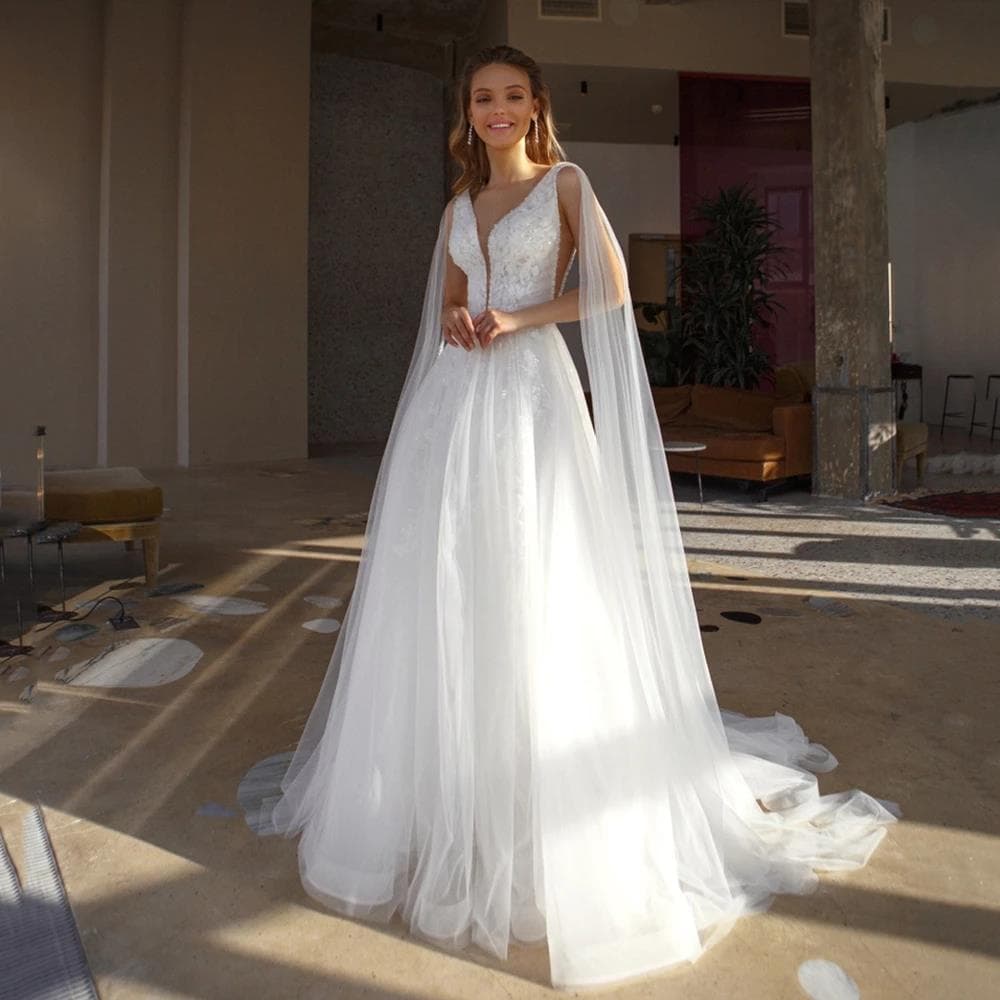 Women's hot selling sexy deep V high slit backless high waist slim tail wedding dress bridesmaid evening dress