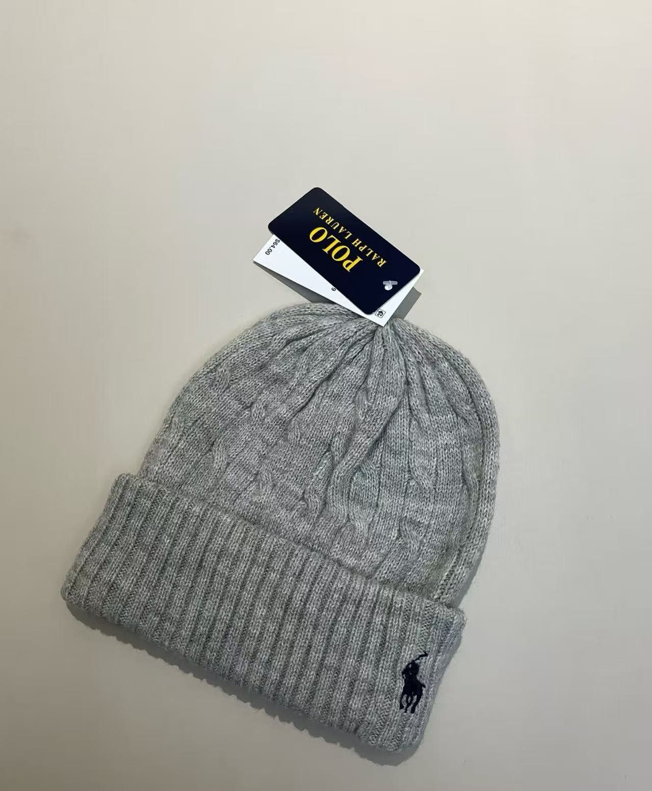 Bonnet tricoté unisexe en laine avec logo cheval brodé, chaud et décontracté, pour l'automne et l'hiver