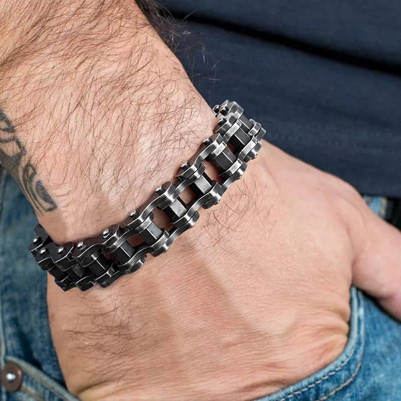 Punk Jewelry Titanium Steel Men's Bracelet Rolling Bicycle Bracelet Stainless Steel Motorcycle Chain Non Fading Bracelet