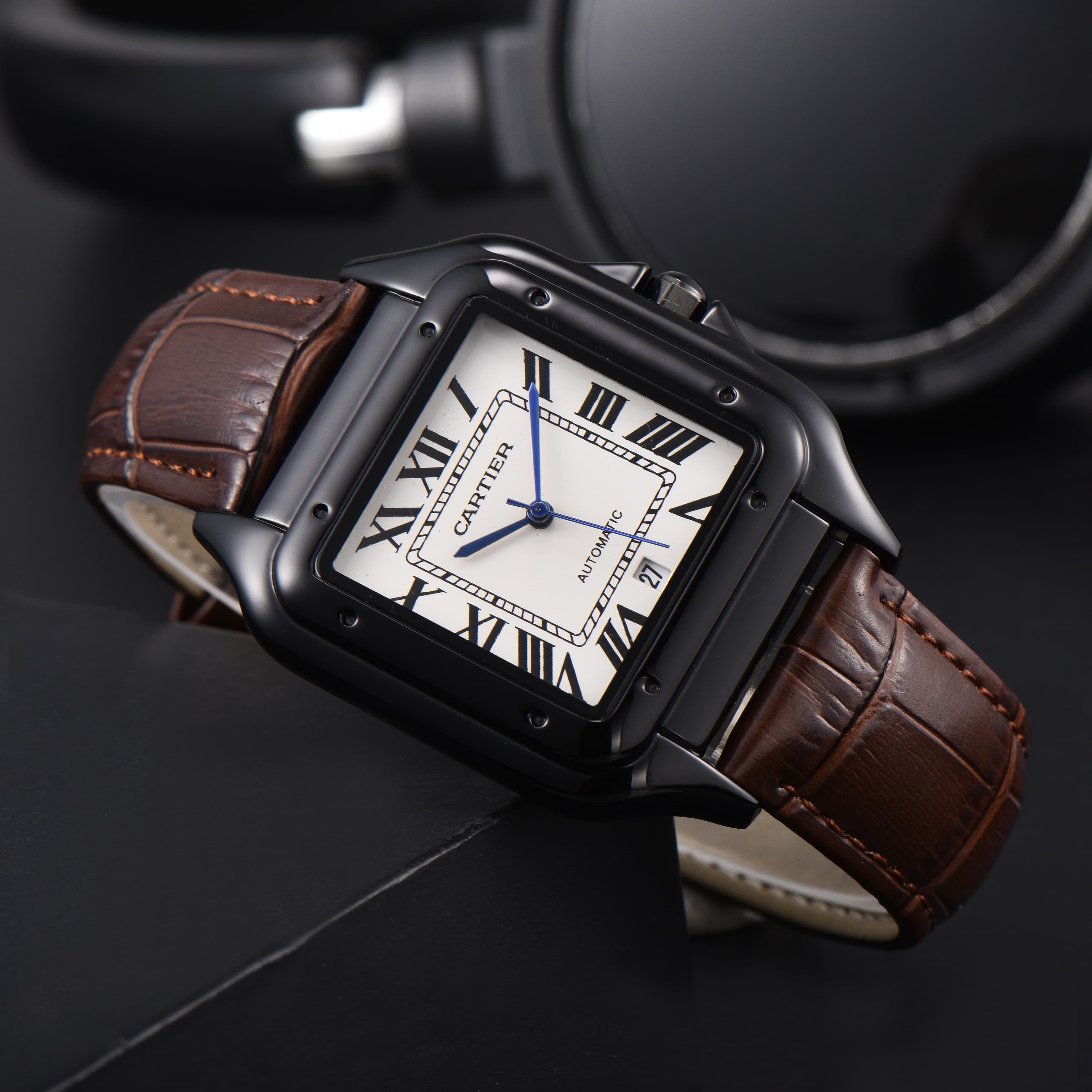 Montre homme à mouvement quartz, design carré classique, tendance incontournable