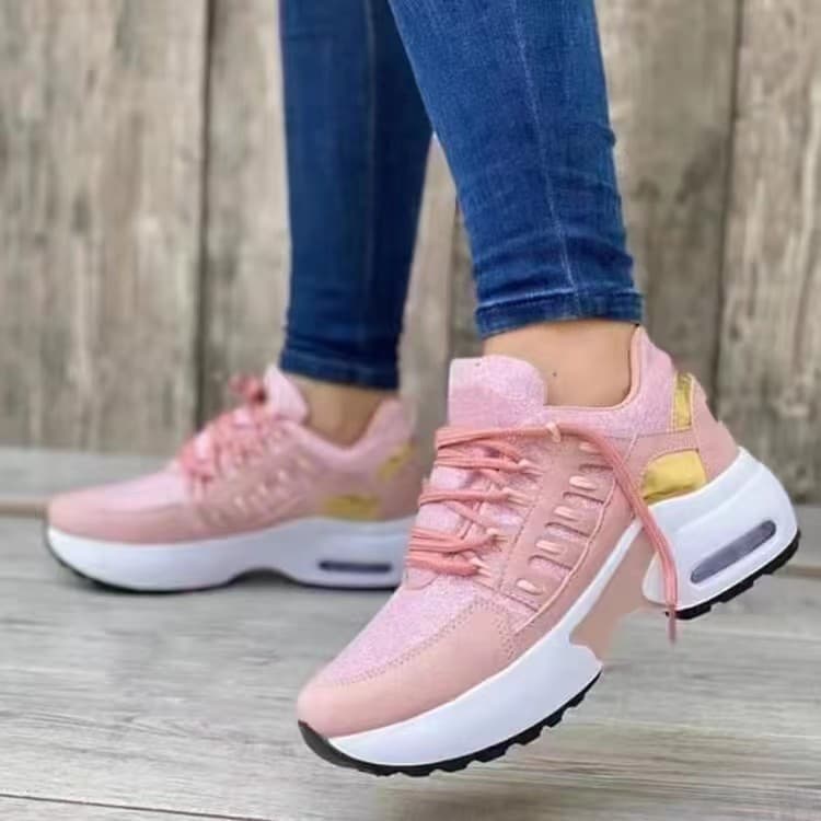 2025 Spring And Autumn New Large Casual Single Flying Weave Slope Heel Lace Up Mesh Breathable Women's Shoe