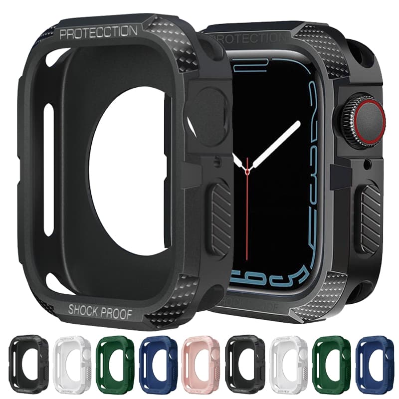 Carbon Fiber Case for Apple Watch Ultra 8/7/SE/6/5/4/3 TPU Shockproof Protector iWatch 41mm 45mm 38 40 42 44mm 49mm Bumper Cover