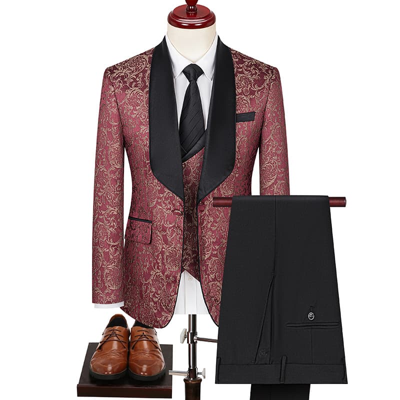 3pcs Men's clothing jacquard wedding dress and groom suit