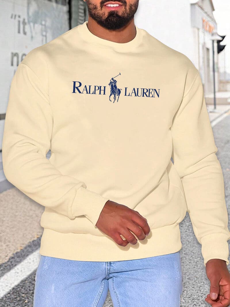 Sweat-shirt chaud à col rond pour hommes, couleur unie, imprimé, nouvelle collection automne et hiver 2024