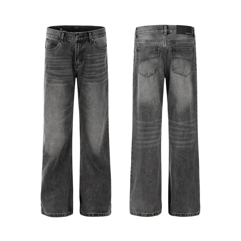 Men's Clothing Street Washed Crease Flared Jeans Hiphop Pants