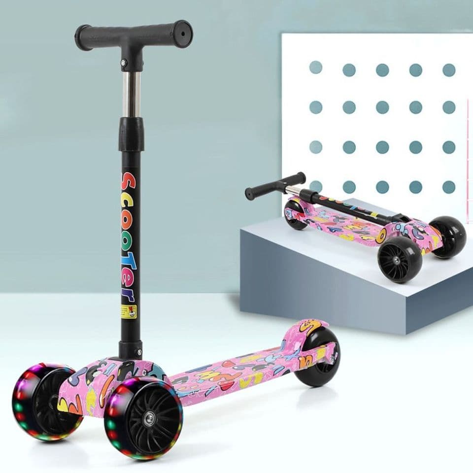 Foldable Children Adjustable Height Widened Pedals Kids Scooter With Flash Wheels Lightweight Folding Foot Scooters