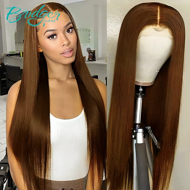 13*4 Lace Headgear Human Hair Color #6 Human Hair lace frontal wigs