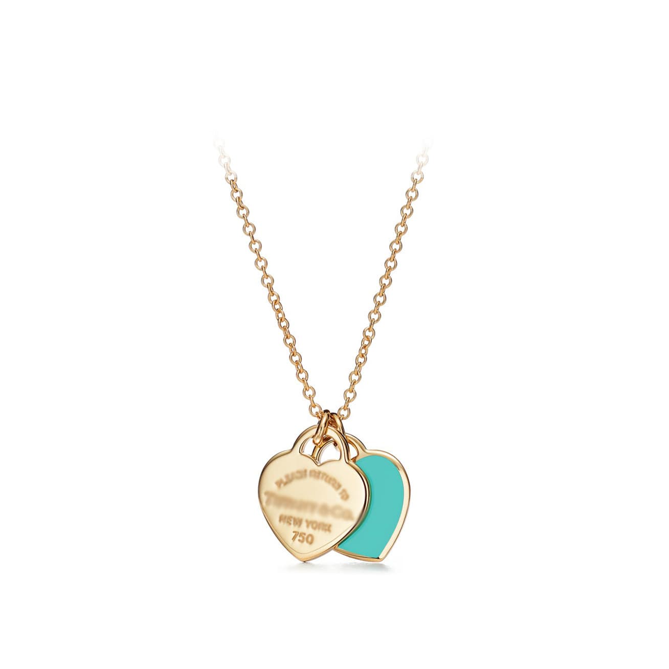 Pendentif double cœur classique de la marque T pour femme, collier en émail rouge, vert et rose, léger et simple.