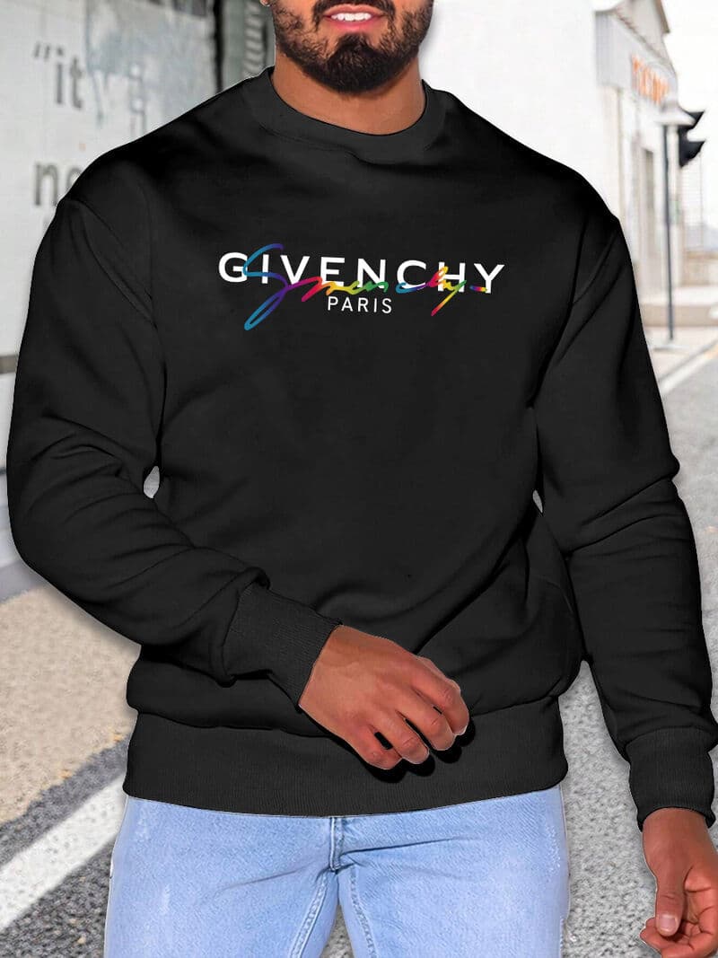 Sweat-shirt chaud à col rond pour hommes, couleur unie, imprimé, nouvelle collection automne et hiver 2024