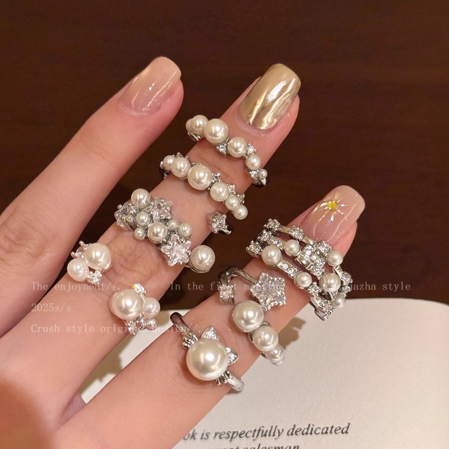 French, Vintage, Graceful, Timeless French Baroque Pearl Open For Women, Niche Design, Stackable Index Finger Ring, Light Luxury High-End Feel Ri