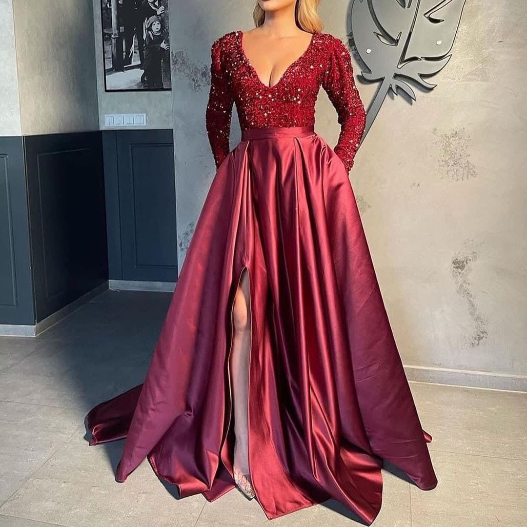 Women's Clothing fashion independent station sequined sexy long skirt with tail banquet evening dress