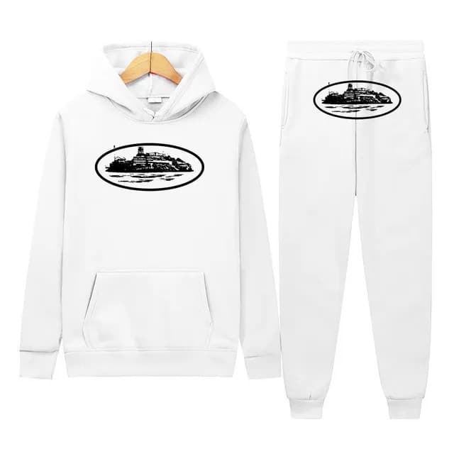 Sweat à capuche ample tendance Cortez blanc Sportswear, ensemble décontracté de skateboard hip-hop tendance, pour hommes