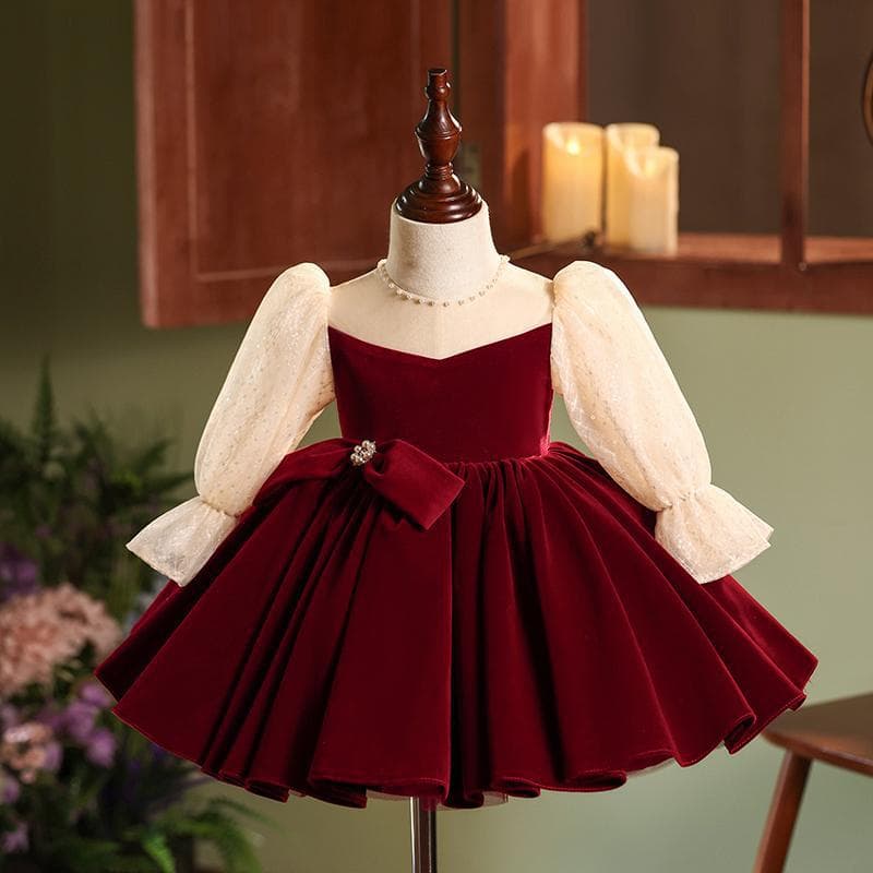 Girl's Wine Red Tulle Princess Dress - Elegant Party Gown For Special Occasions Fashion Trends Hot-selling