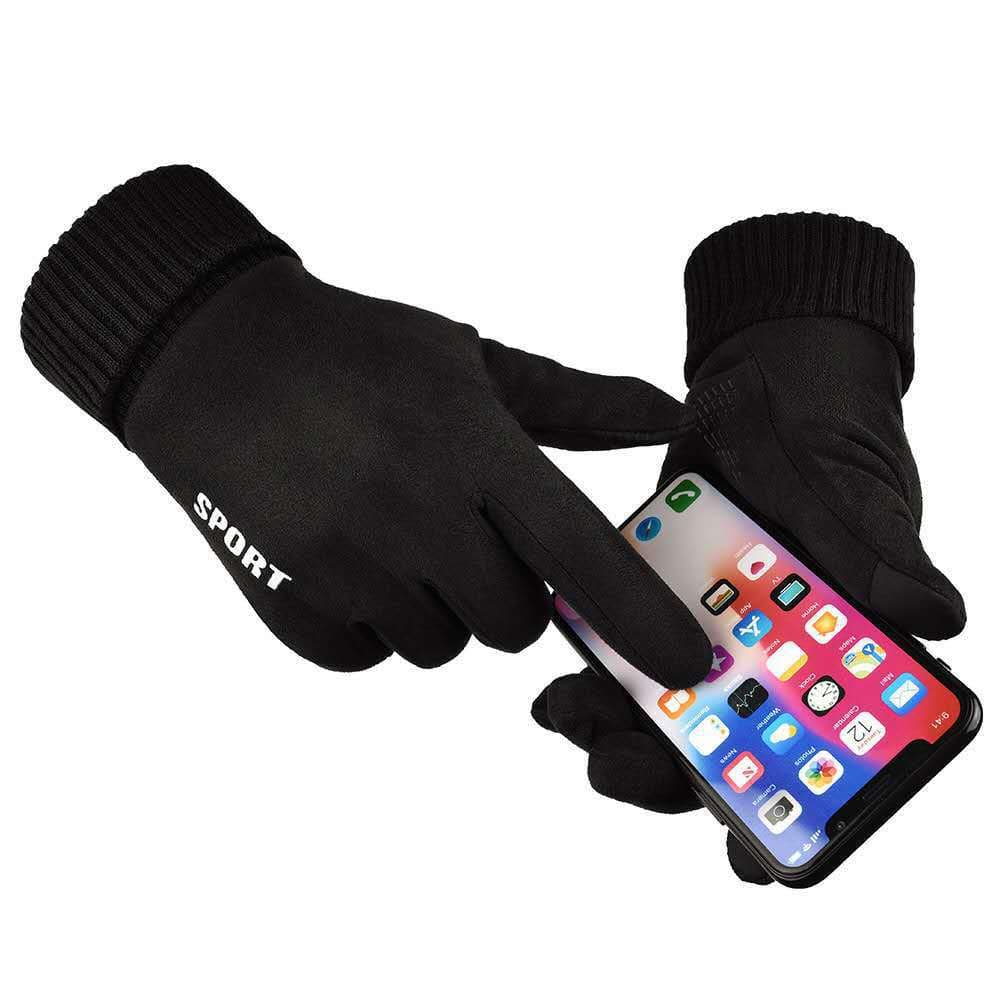 Suede Gloves for Men and Women, Autumn and Winter Warm Outdoor Sports, Cycling, Driving, Motorcycle Anti-slip Touch Screen Gloves