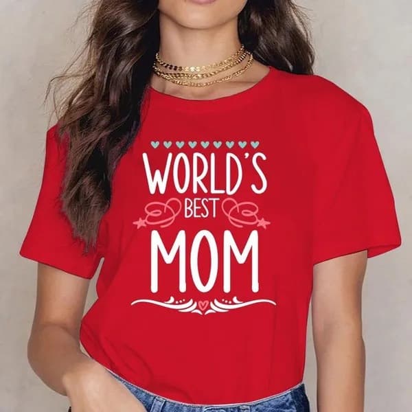 Women's MOM Mother's Day printed pattern round neck short-sleeved T-shirt women's top
