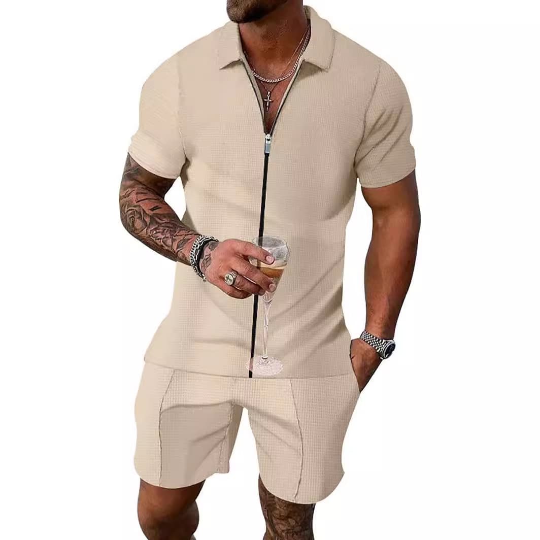 2023 Hawaii Vacation Loose Casual Short Sleeve+Shorts 2-piece Fashion And Trendy Men's Set