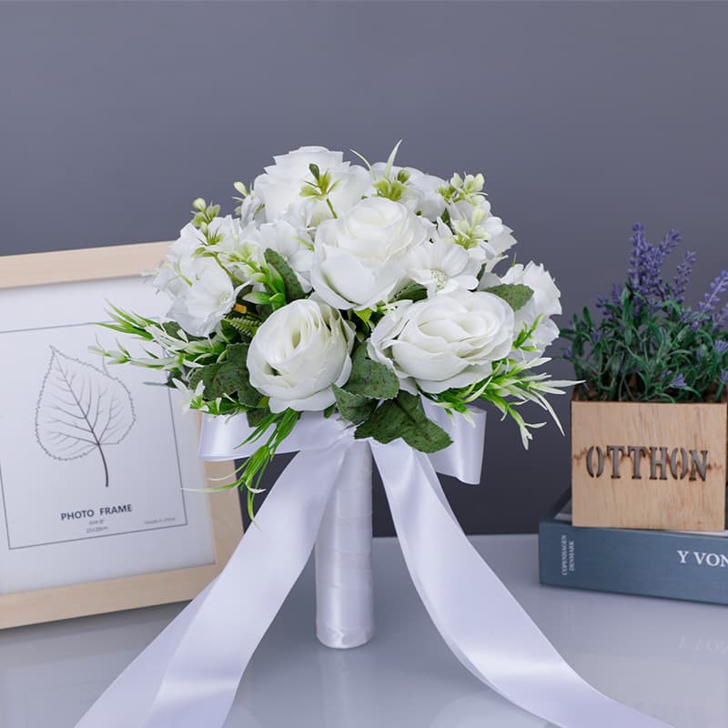 Artificial & Dried Flowers New Simulation Hand Bouquet Flower Decoration Bouquet White Artificial Plastic Flowers Suitable For Wedding Photo Props