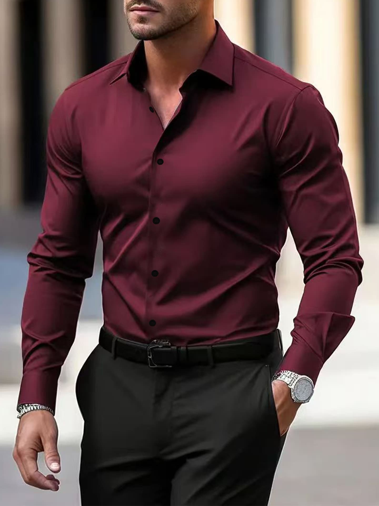 Chemise blanche à manches longues pour homme, vêtement de travail, coupe slim, grande taille, style professionnel, printemps et automne