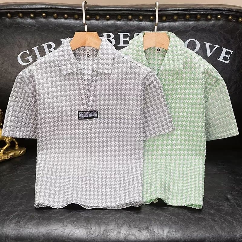 Men's Clothing Summer new thin V neck T shirt men's lapel short sleeved Internet celebrity same style brand handsome versatile casual half sleeved top