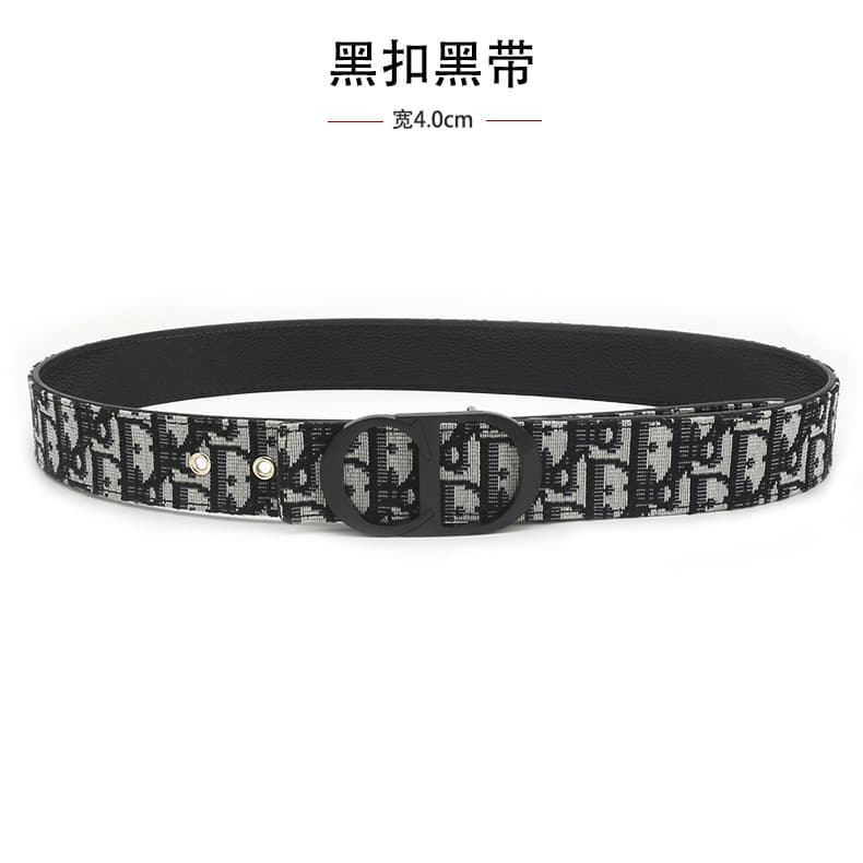 Ceinture homme en tissu uni tendance, 3,8 cm, motif litchi, boucle CD.