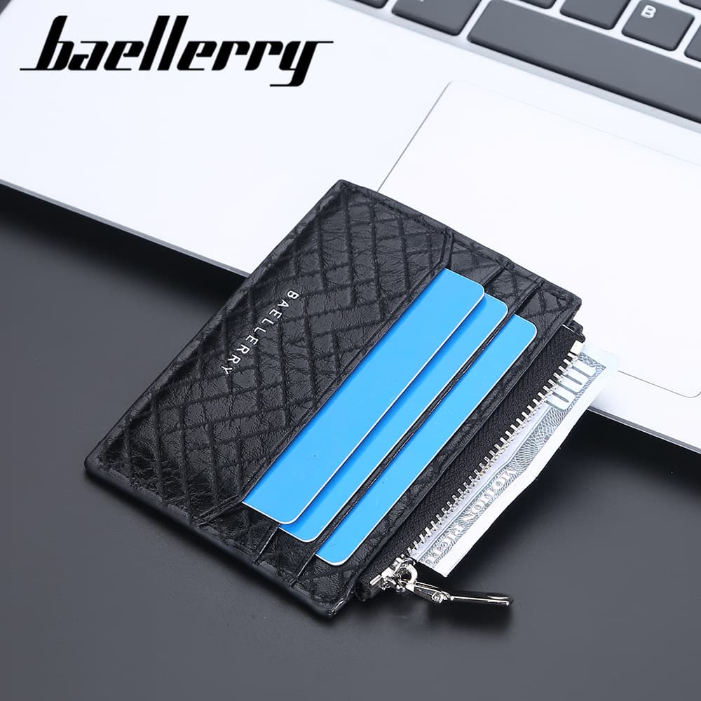 Baellerry 2023 New Paragraph Case Business PU Diamond Minimalist Thin Section Zipper Card Holder