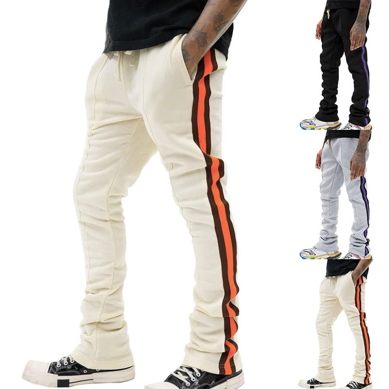 Men's Clothing spring and autumn casual pants for men with striped flared pants, long sports pants, new men's slim pants, trendy pants
