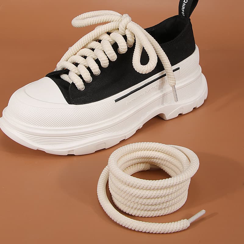 Lacets ronds tressés de forme exagérée pour chaussures en pain, épaisseur 10 mm, largeur 1 cm