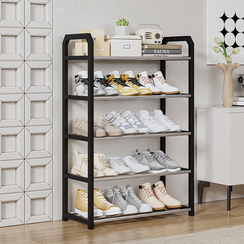 Shoe Rack With Dust Cover Easy Assembly Space Saving Shoe Organizer For Home Entryway Dorm Sturdy Metal Frame