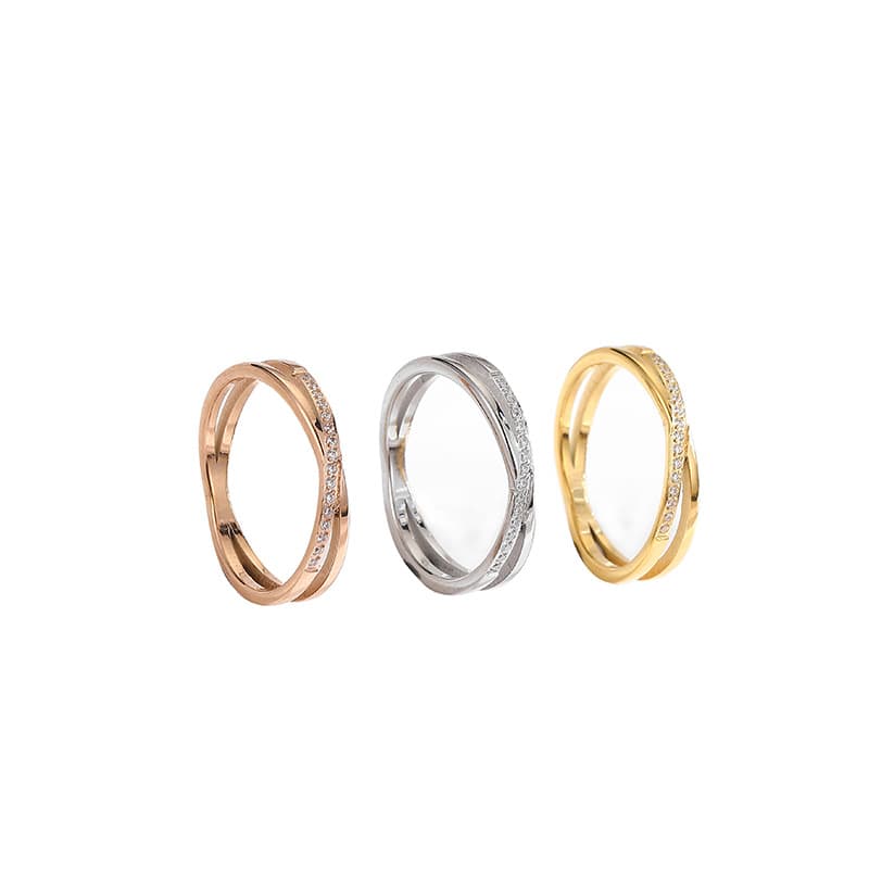 Women's Jewelry Temperament Cross Diamond Titanium Steel Ring Female Niche Design High End Stainless Steel Ring Net Red Tide Jewelry