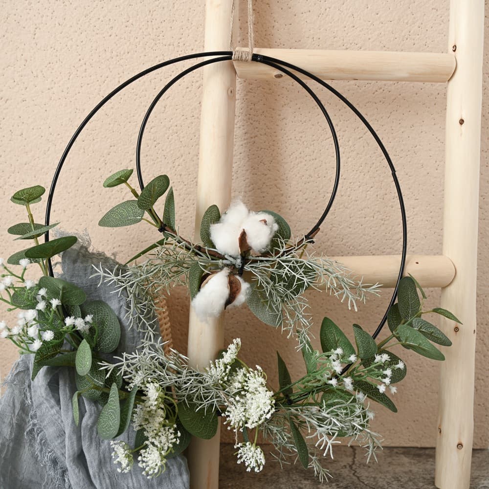 Home Garden Cotton Double Ring Wall Hanging Wall Decoration Artificial Flower Design Wedding Hand Bouquet Wall Hanging