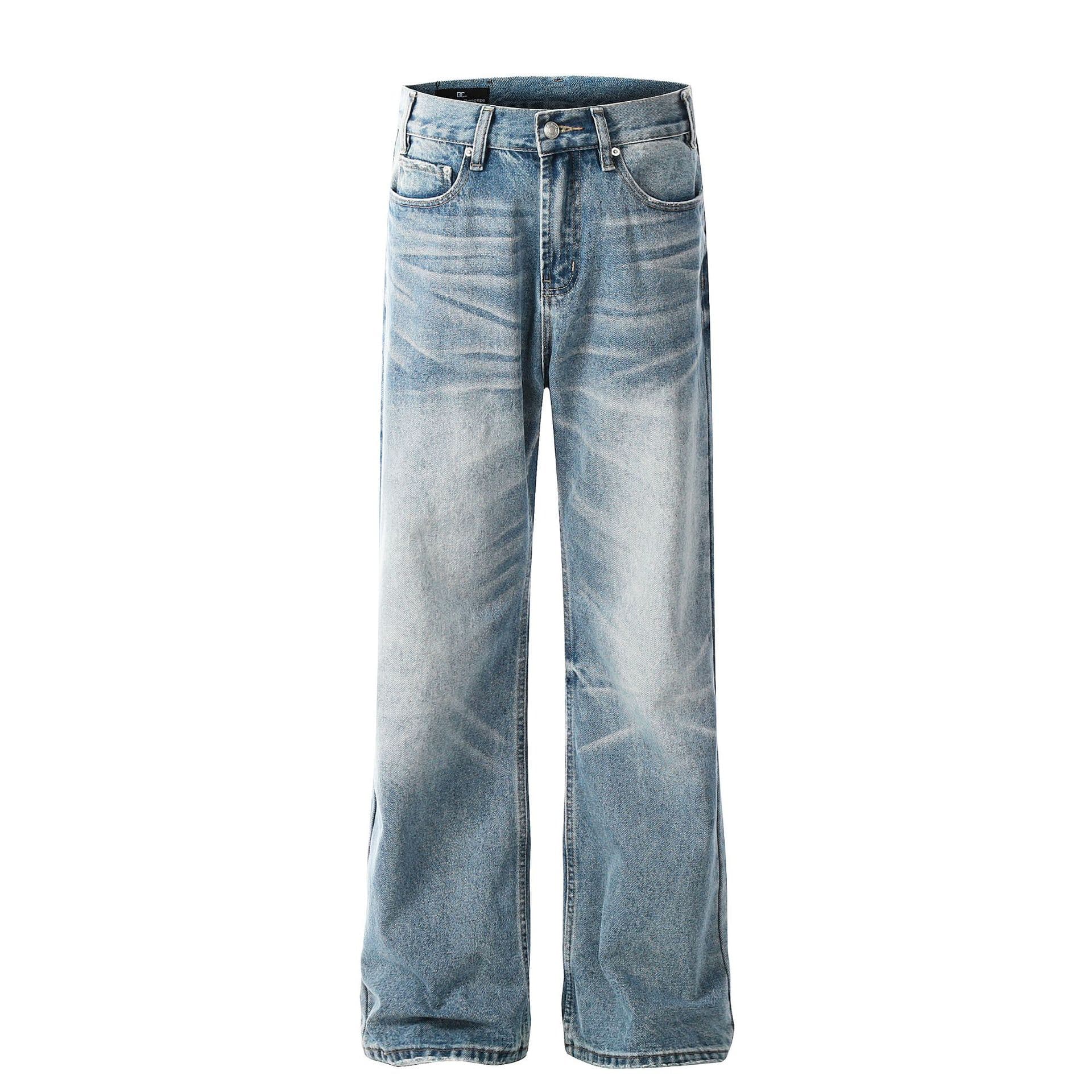 Men's Clothing Men's And Women's High End Washed Blue Design Men's Loose Flared Jeans