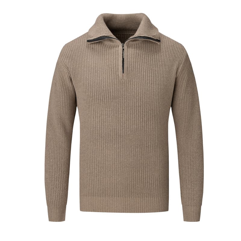 Men's Clothing half high collar zipper sweater men's autumn and winter Korean version loose high end solid color knitted sweater jacket top