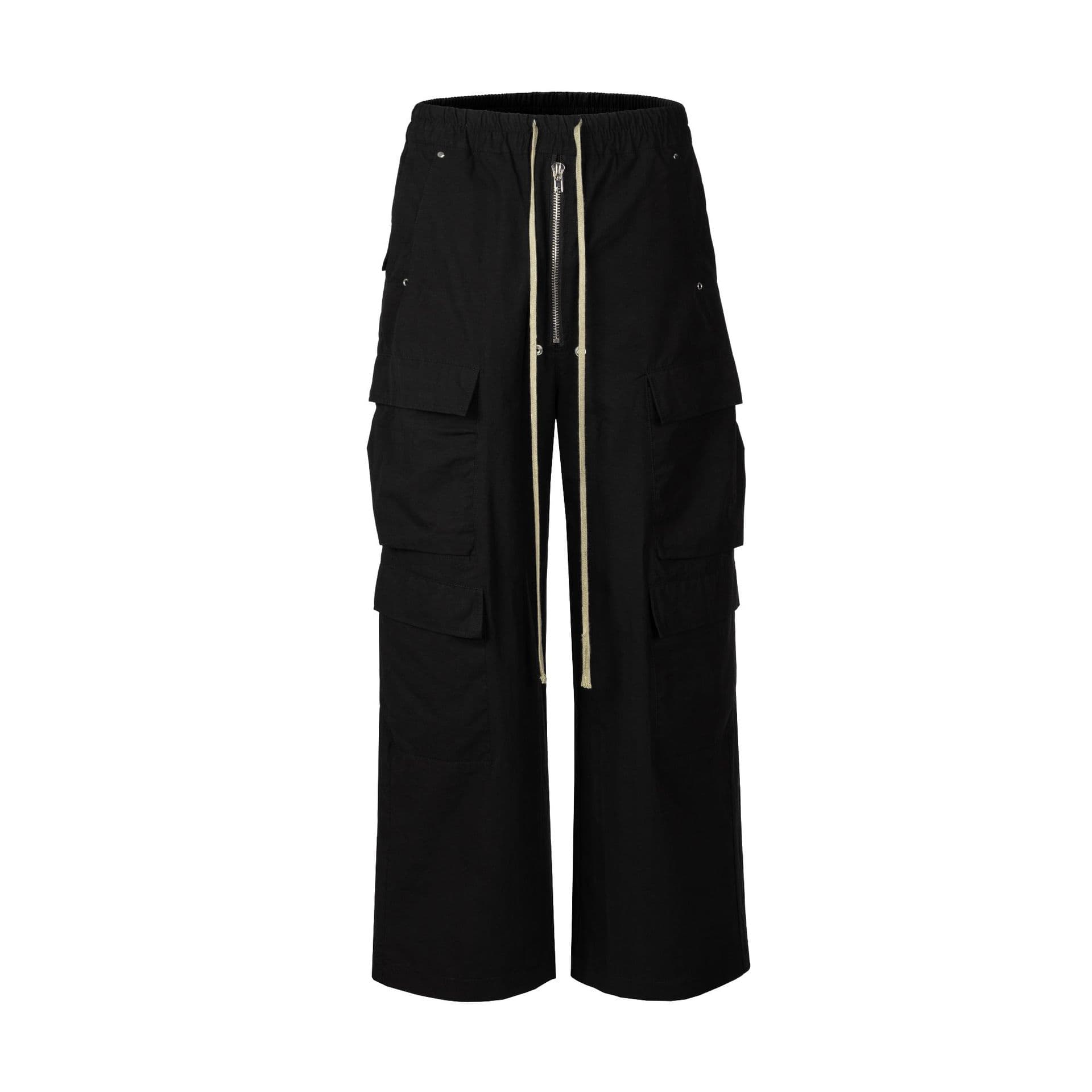 Men's Streetwear Cargo Pants – RO Style Wide-Leg Utility Pants With Multi-Pockets (90% Cotton, M-XXL, Black)​