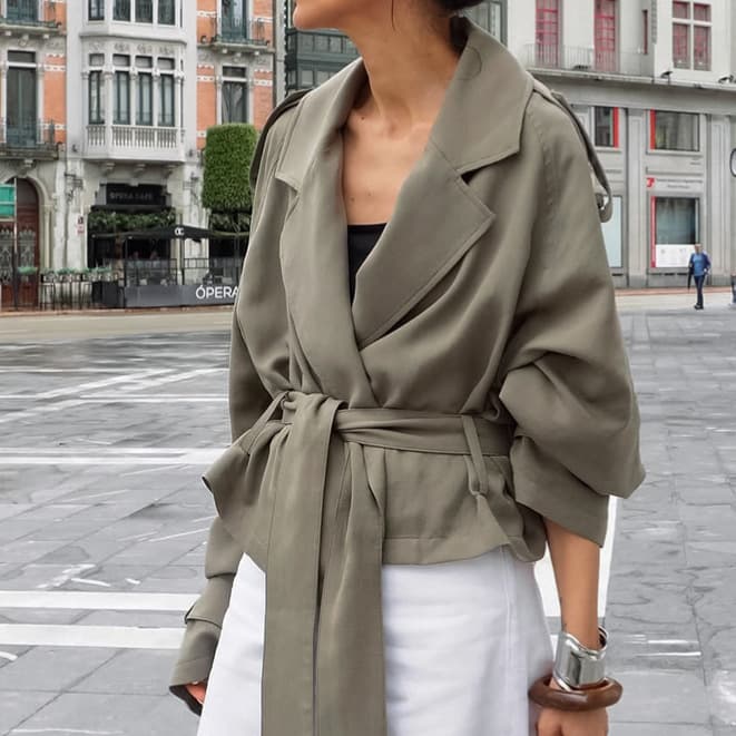 Autumn Fashion High-End Elegant Large Lapel Tie Women's Lazy Style Casual Versatile Trench Coat