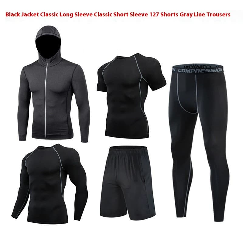 Outdoor Fitness Suit, Men's Tight Fitting Clothing, Running Training, Quick Drying Clothes, Gym Long Sleeved Pants, Sports Set