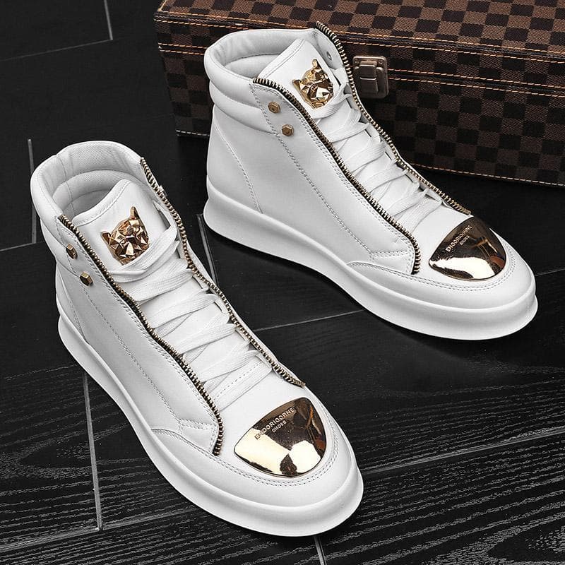 Athletic Shoes New Martin Boots Men's High-Top Shoes Metal Casual Leather Boots Men's Korean Style Trendy Street Dance Shoes