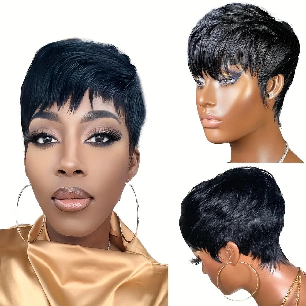 Short Pixie Cut Human Hair Wig Remy Hair Human Hair Wigs With Bangs