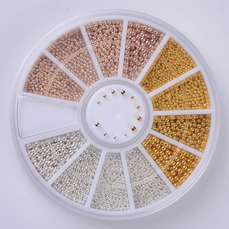 Rhinestones & DecorationsMixed Gold And Silver Steel Beads Nail Accessories Gold Silver Rose Gold Metal Steel Beads Discs In Various Specifications