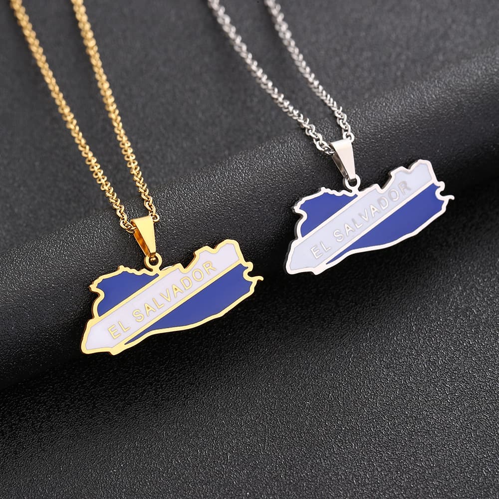 hot selling El Salvador map necklace male and female couple geometric titanium steel pendant necklace accessories
