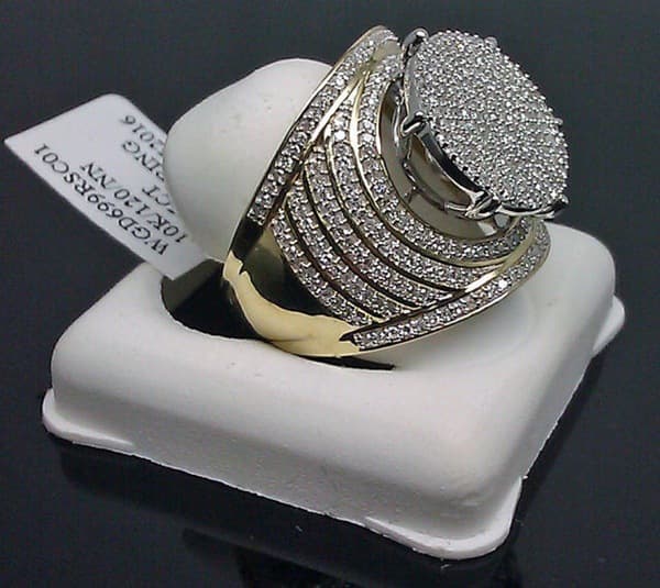 Sanjie Jewelry Gold Plated With Full Diamond, Large And Powerful Men's Ring