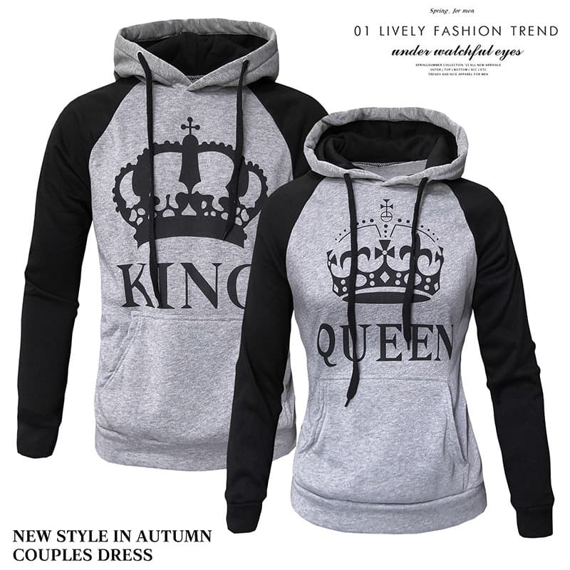 Men's Clothing autumn and winter new hooded pullover color matching couple sweatshirt