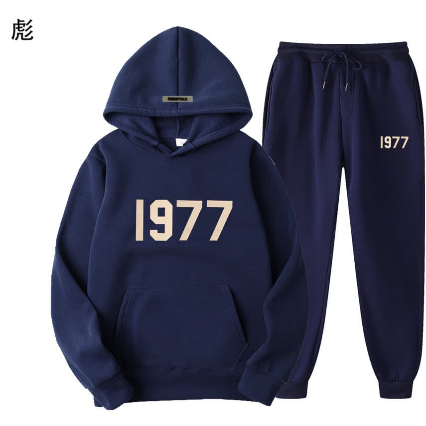 Ensemble pull polaire ample ESSENTIALS Double FOG Fashion Brand High Street, sweat à capuche unisexe avec inscription 1977.