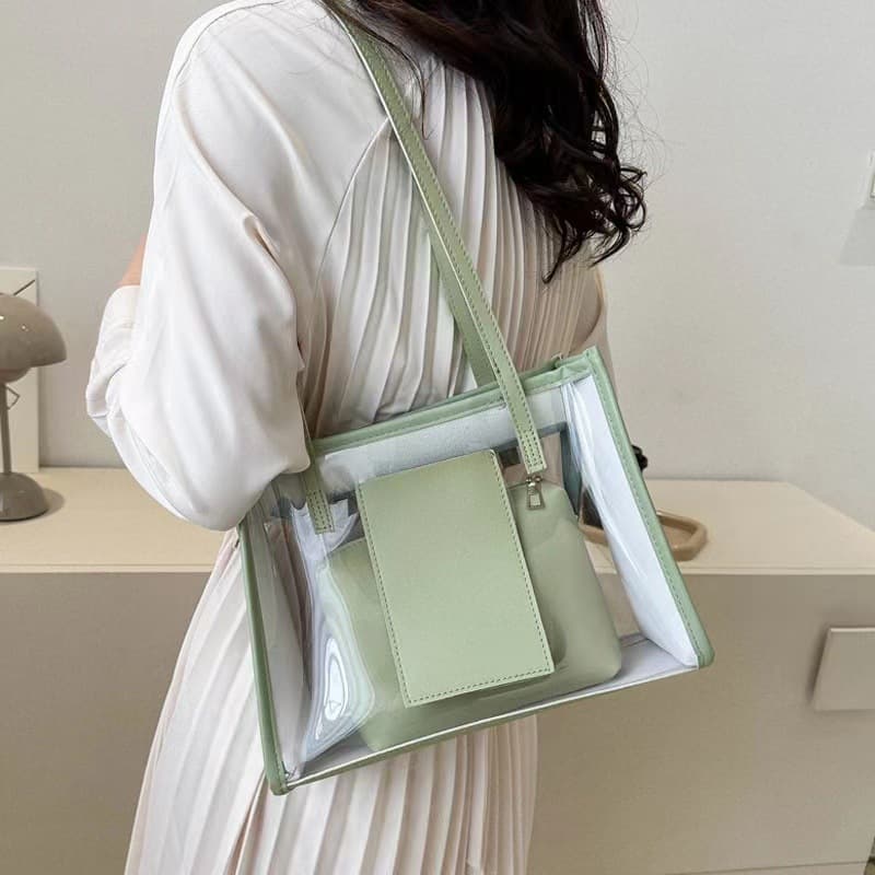Summer Transparent Large Capacity Mother-Daughter For Women 2023 New Trend Jelly Shoulder Vacation Beach Tote Bag