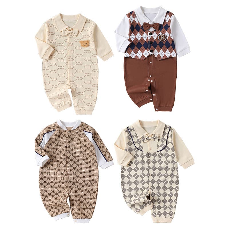 Mother & Kids Outdoor Long Sleeved Romper For Infants And Toddlers Spring Autumn Versatile Clothes For 0-12 Month Old Babies Suitable For Indoor