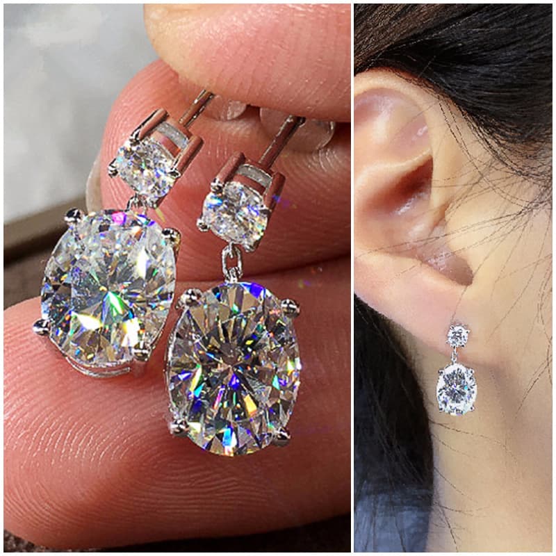 CAOSHI New Fashion OL Oval Super Flash Eardrop Light Luxury Niche Bride Wedding Earrings