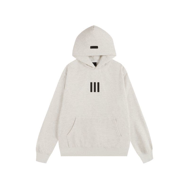 Sweat-shirt ample à double ligne FOG ESSENTIALS Saison 8 avec lettres floquées au dos, en éponge à capuche