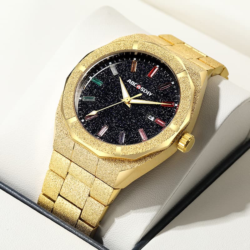 Montre à quartz de luxe pour homme avec bracelet en acier inoxydable, étanche, affichage de la date et aiguilles lumineuses, montre habillée tendance pour homme